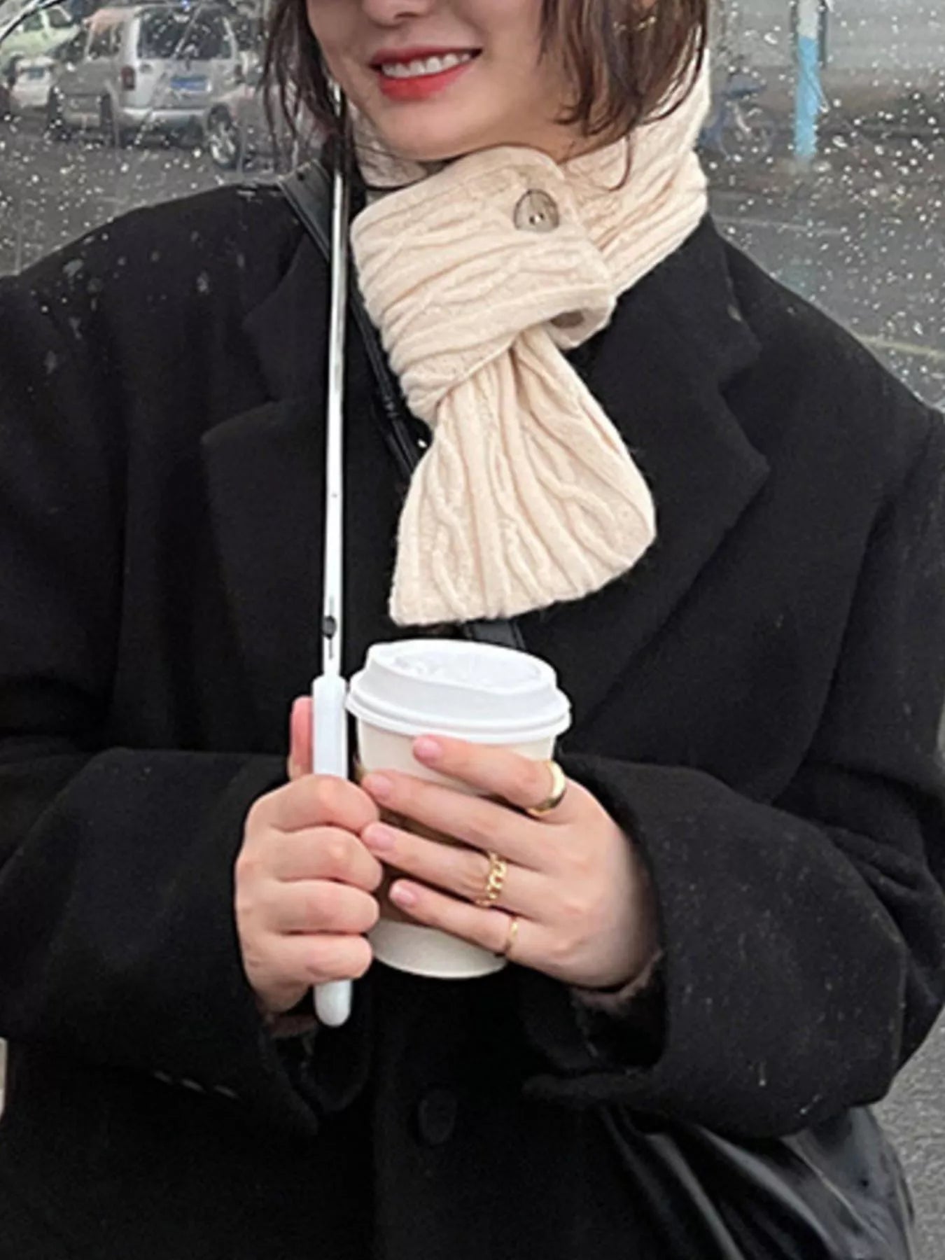 Button - Accent Knitted Winter Scarf - PBNJ FASHIONS