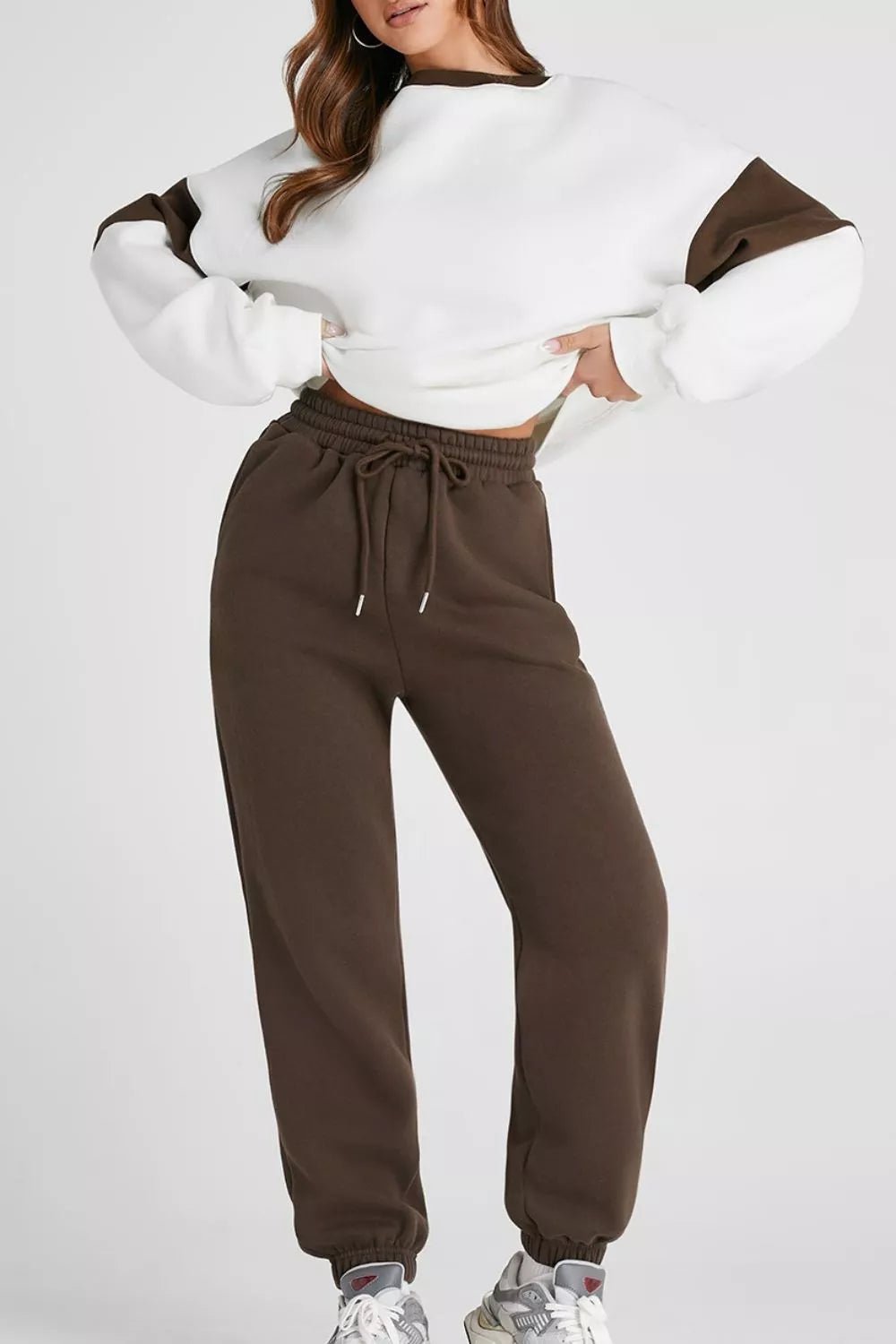 Drop Shoulder Loose Sweatshirt and Joggers Active Set - PBNJ FASHIONS