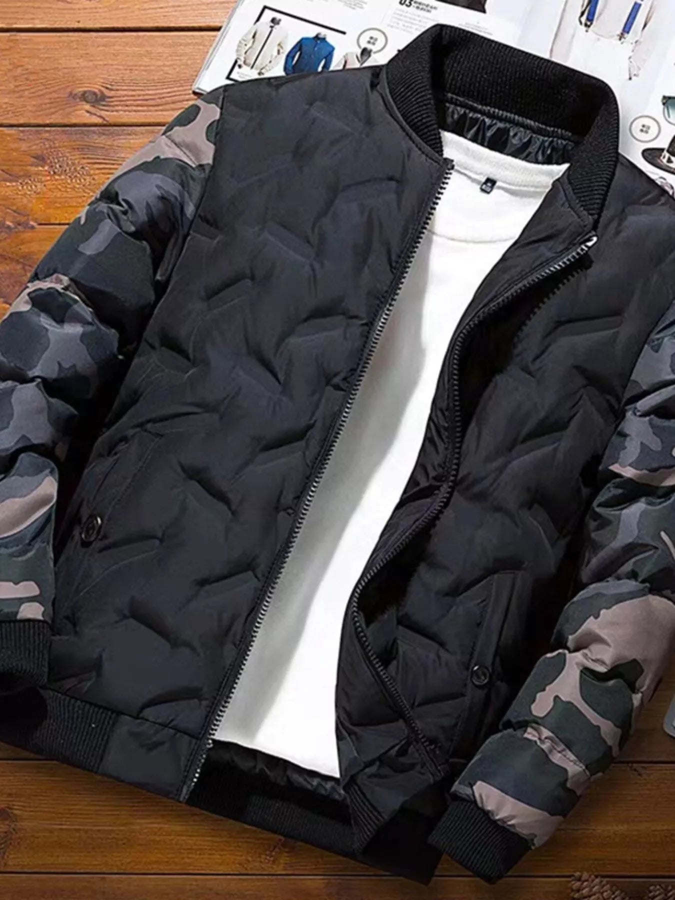 Men's Full Size Camouflage Padded Bomber Jacket Plus Size - PBNJ FASHIONS