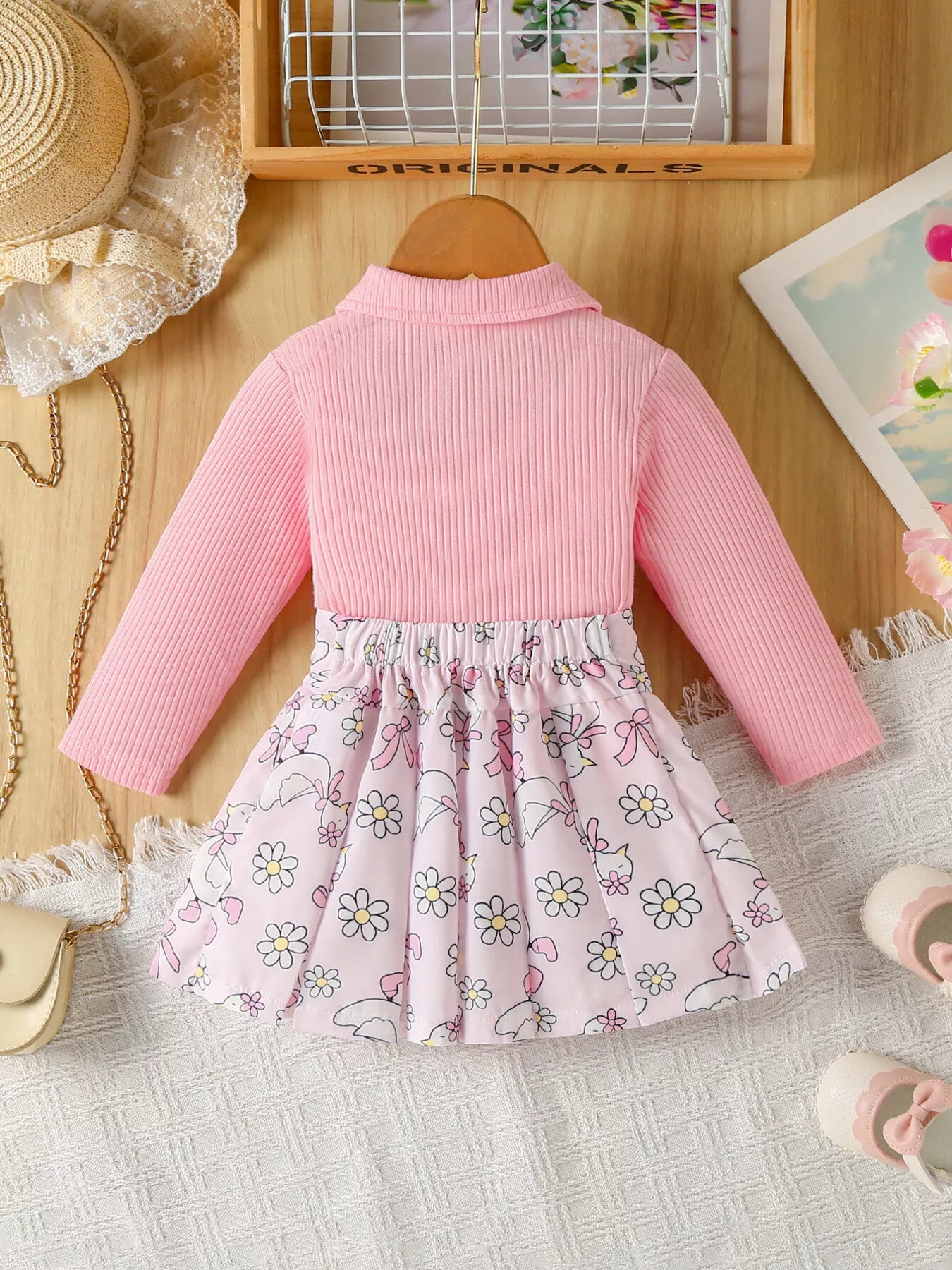 Children's Embroidered Ribbed Polo Shirt & Pleated Skirt Set - PBNJ FASHIONS