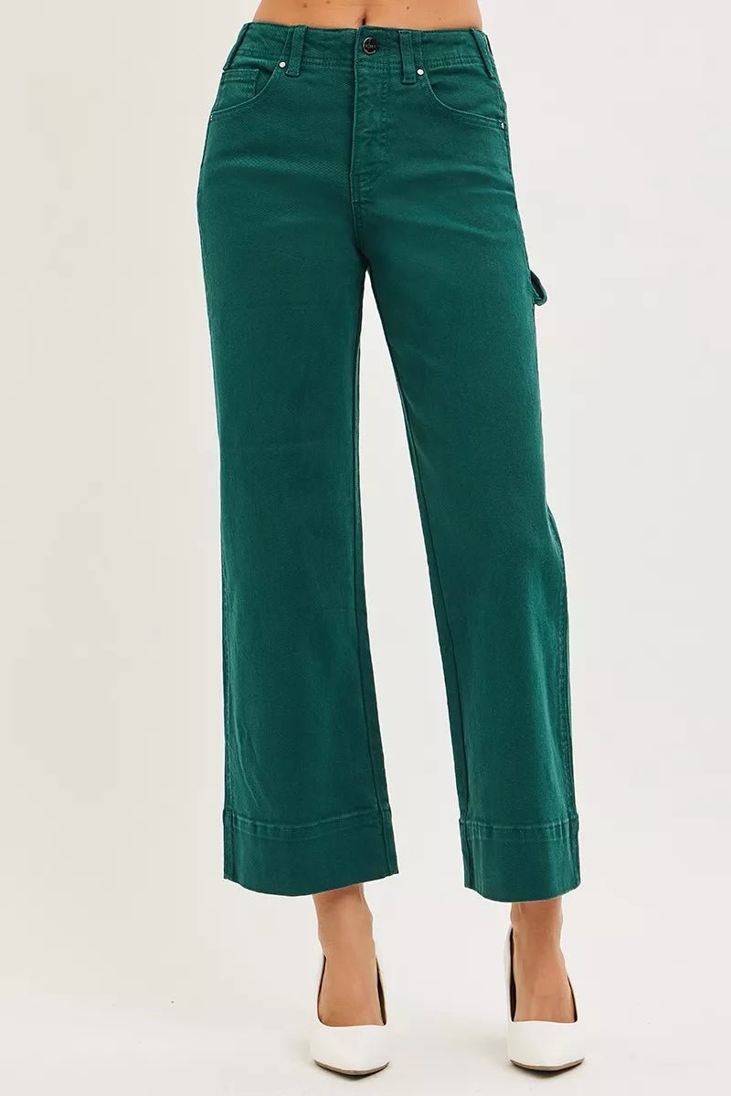 RISEN Tummy Control High Rise Crop Wide No Waist Band Pants - PBNJ FASHIONS