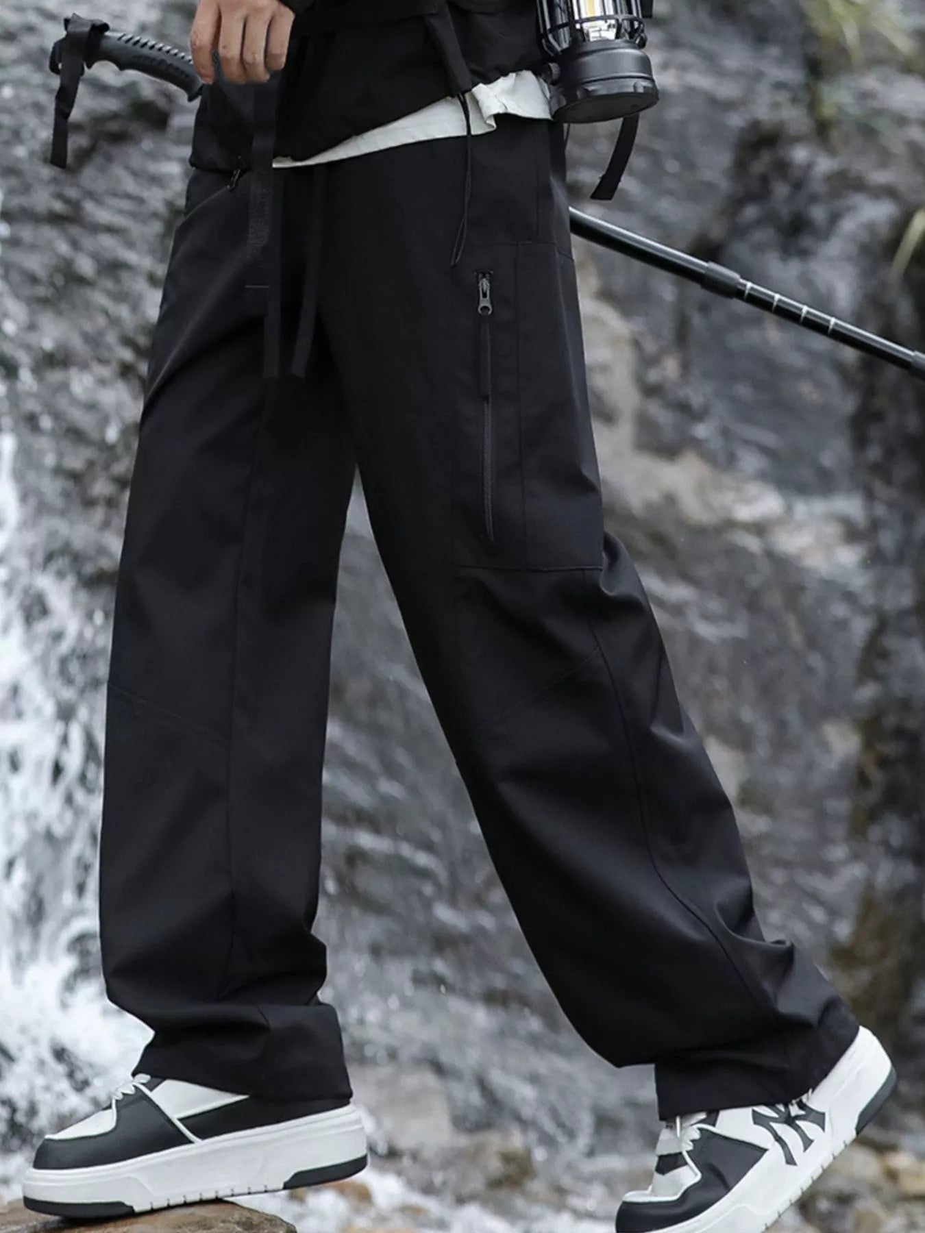 Men's Plus Size Relaxed Fit Cargo Pants with Zipper Pockets - PBNJ FASHIONS