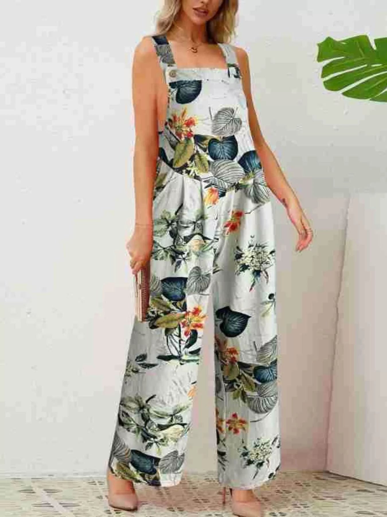 Plus Size Printed Wide Leg Jumpsuit - PBNJ FASHIONS
