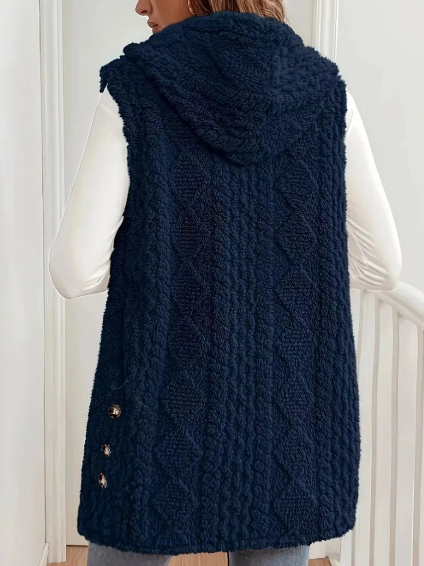 Hooded Button - Up Sherpa Vest Coat - PBNJ FASHIONS