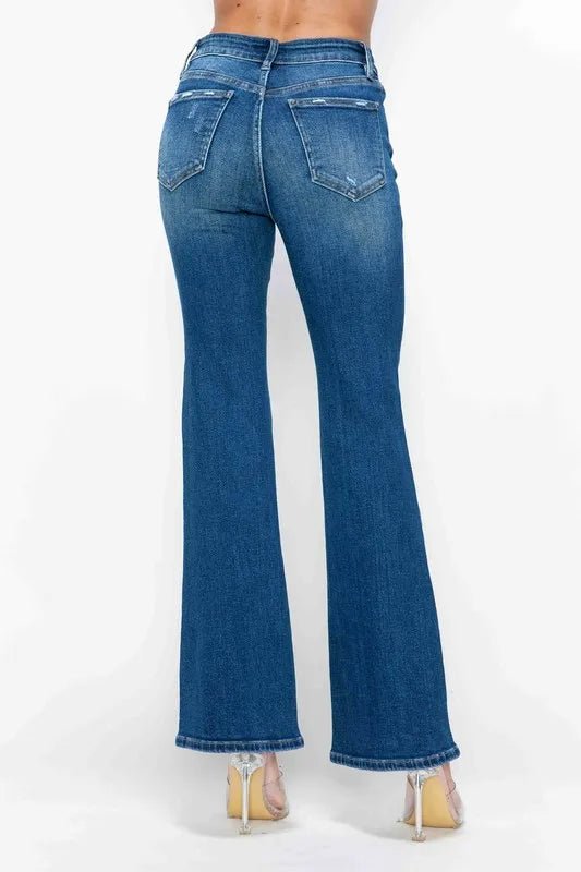bytos Full Size High Rise Bootcut Jeans with Pockets - PBNJ FASHIONS
