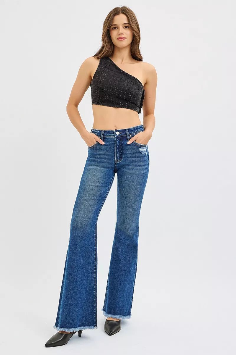 RISEN High Rise Flare Jeans - PBNJ FASHIONS