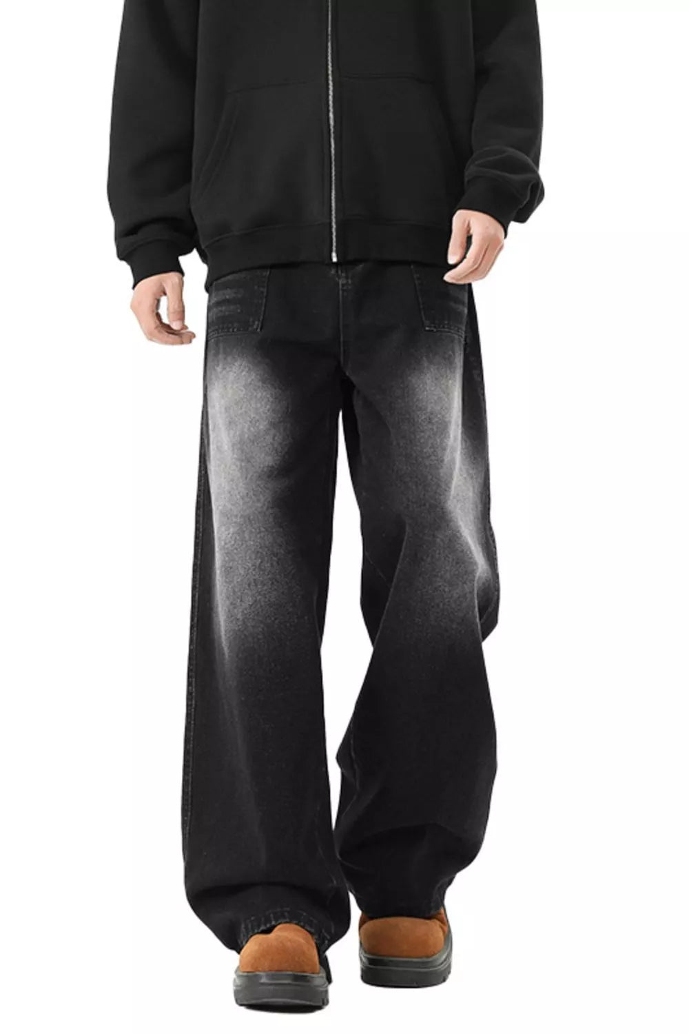 Men's Full Size Wide Leg Vintage Wash Jeans Plus Size - PBNJ FASHIONS