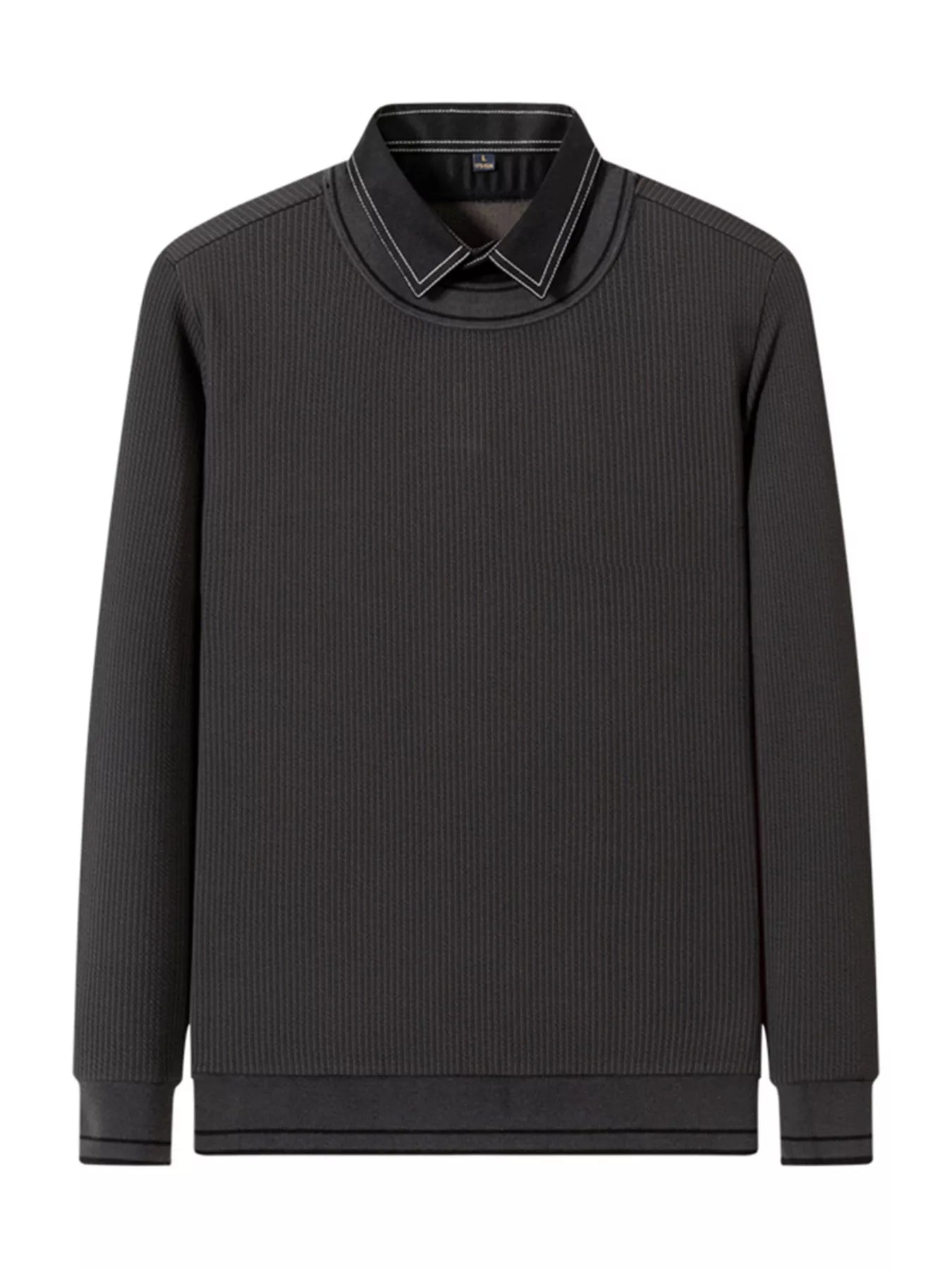 Men's Plus Size Collared Neck Ribbed Sweater - PBNJ FASHIONS