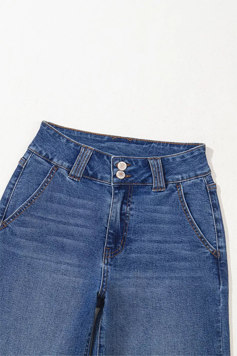 Double Button Zip Fly Straight Leg Jeans - PBNJ FASHIONS