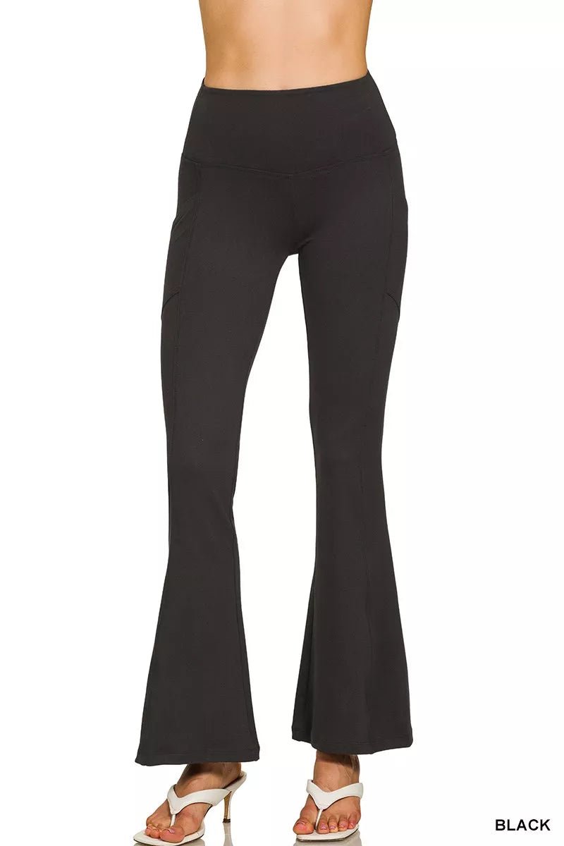 Zenana Brushed Dty Microfiber Flare Pants - PBNJ FASHIONS