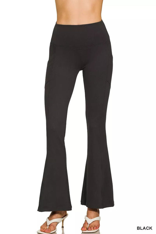 Zenana Brushed Dty Microfiber Flare Pants - PBNJ FASHIONS