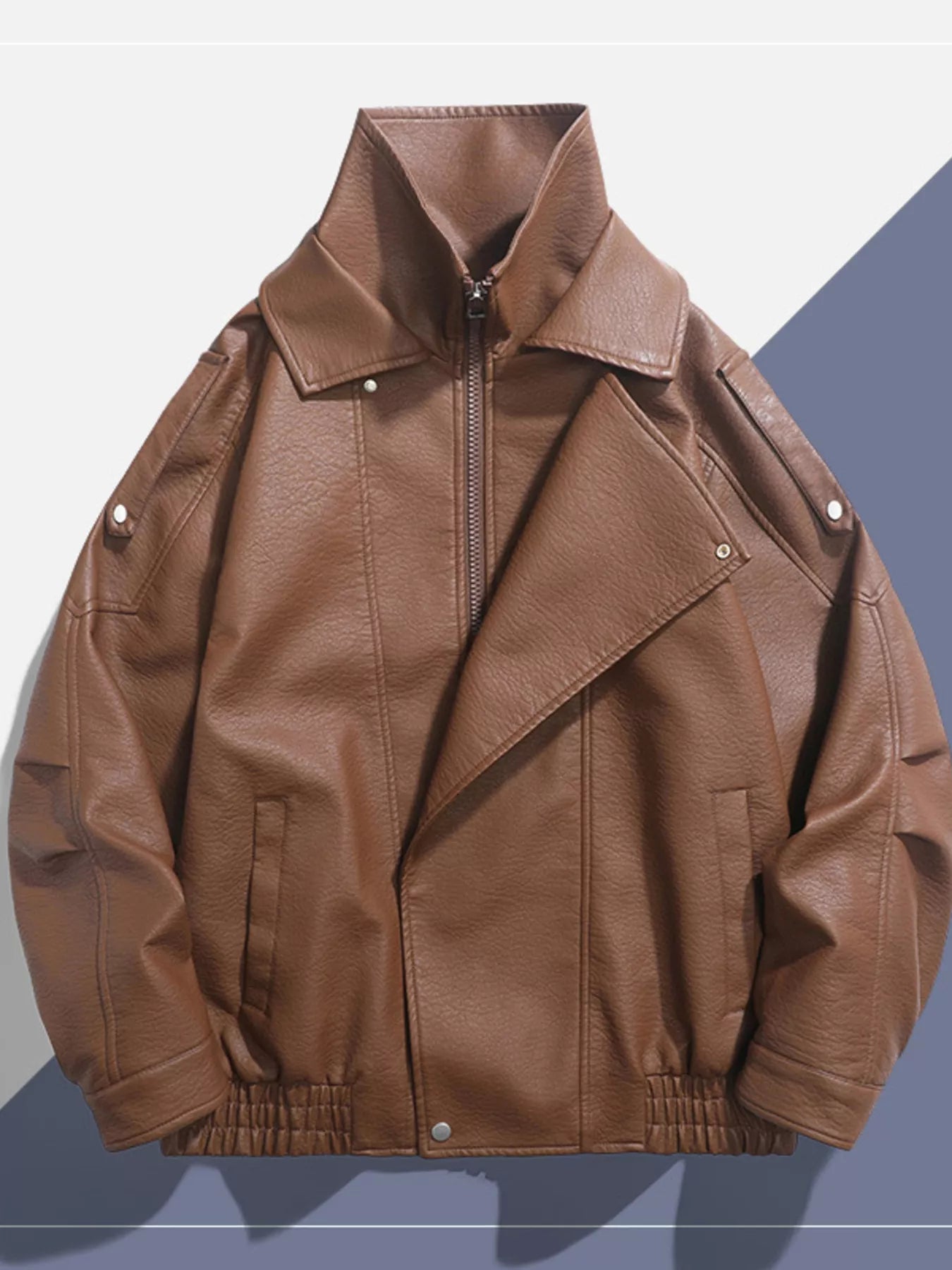 Men's Zip Up Leather Moto Jacket - PBNJ FASHIONS