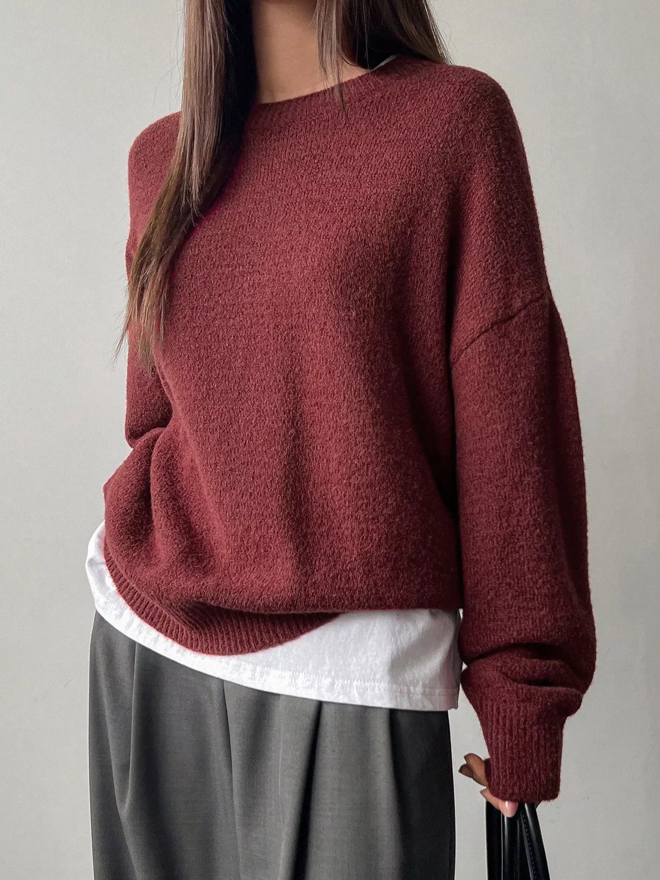 Full Size Cozy Knit Round Neck Oversized Sweater Plus Size - PBNJ FASHIONS