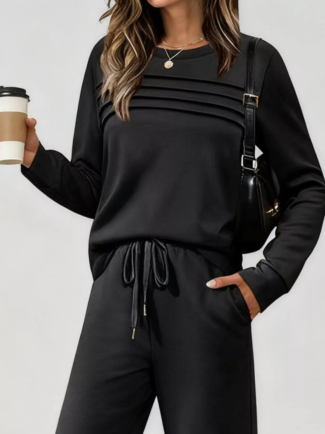 Full Size Casual Long Sleeve Top and Pants Set Plus Size - PBNJ FASHIONS