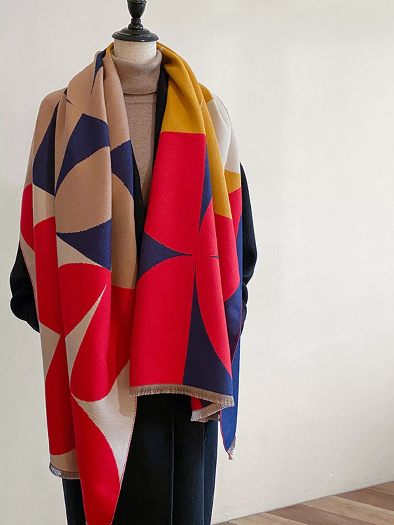 Contrast Raw Hem Scarf - PBNJ FASHIONS