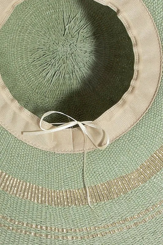 Fame Metallic Accent Trim Floppy Sun Hat - PBNJ FASHIONS