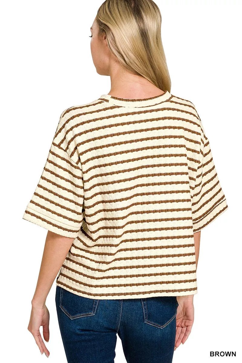 Zenana Striped Short Sleeve Tee & Shorts Set - PBNJ FASHIONS