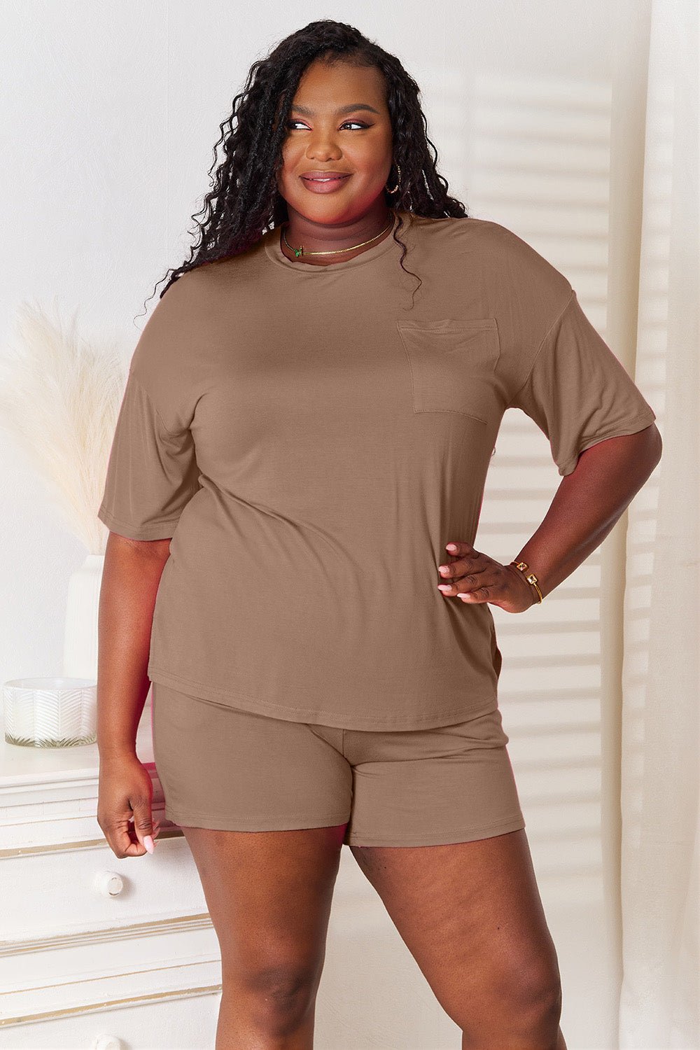 Basic Bae Full Size Soft Rayon Half Sleeve Top and Shorts Set - PBNJ FASHIONS