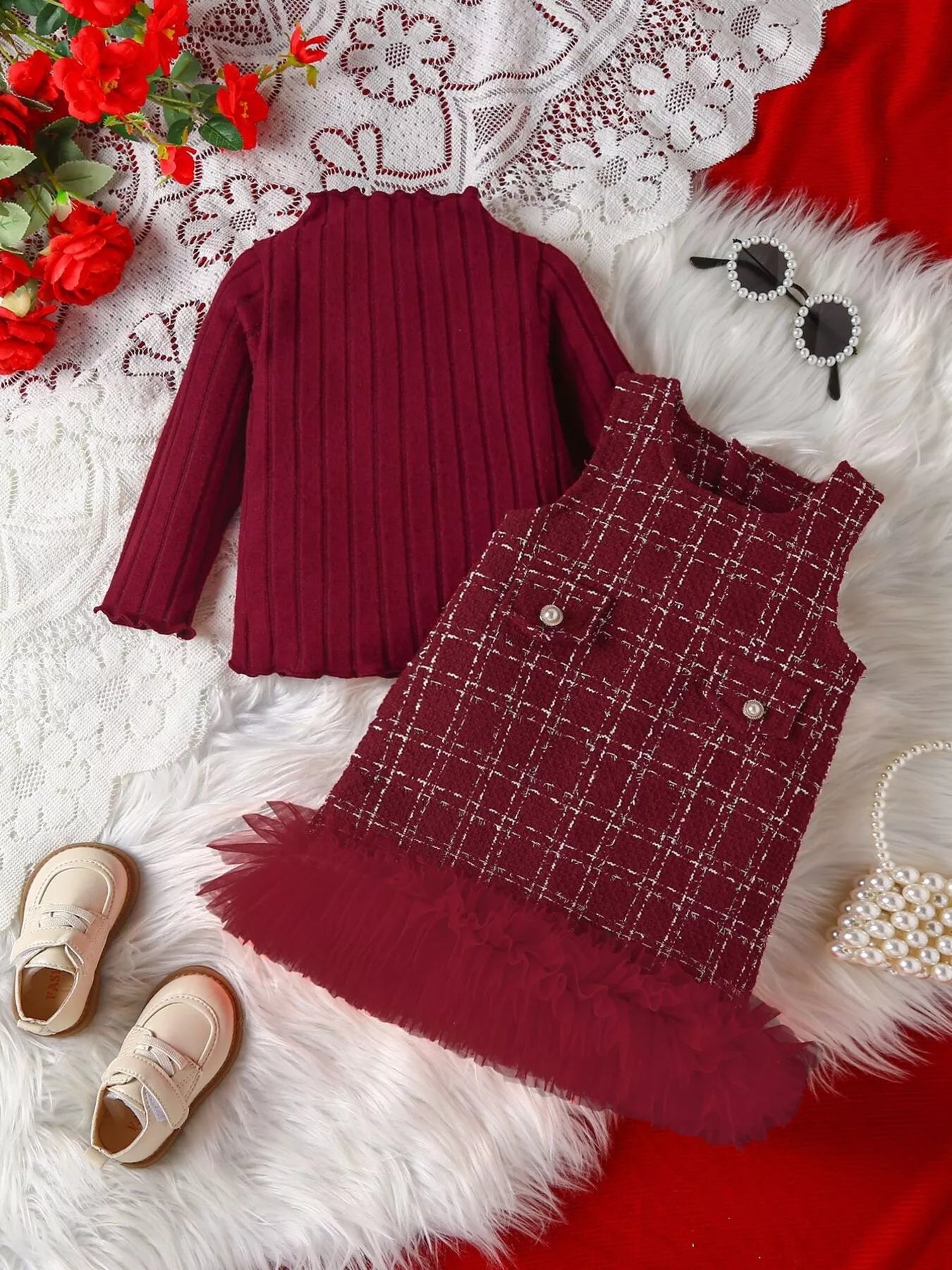 Children's Ribbed Knit Top and Dress Set - PBNJ FASHIONS