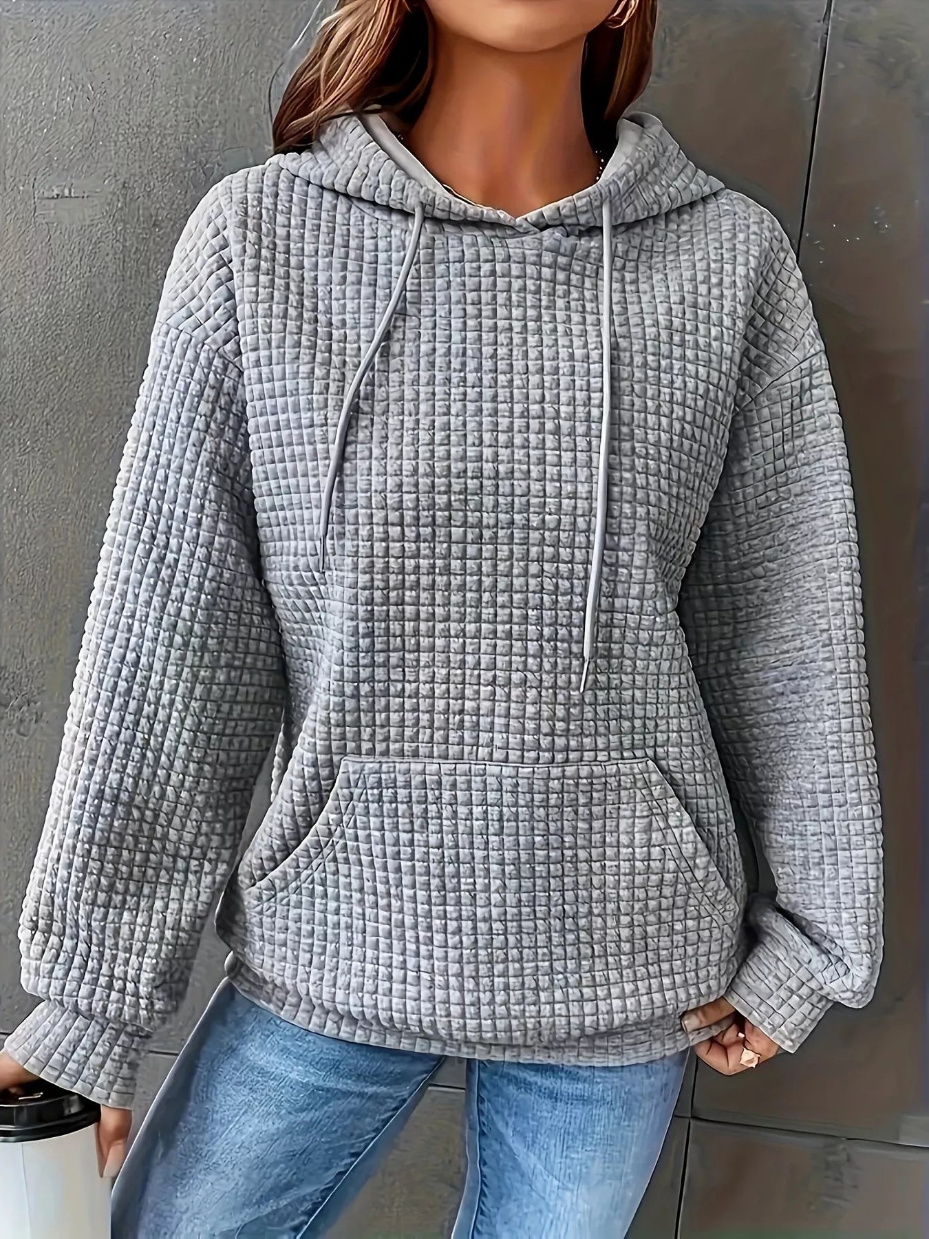 Textured Knit Drawstring Hoodie - PBNJ FASHIONS