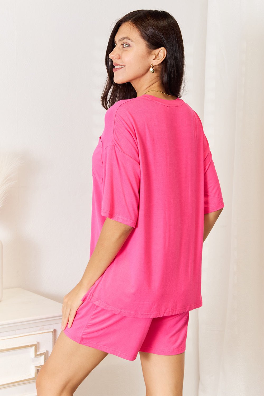 Basic Bae Full Size Soft Rayon Half Sleeve Top and Shorts Set - PBNJ FASHIONS