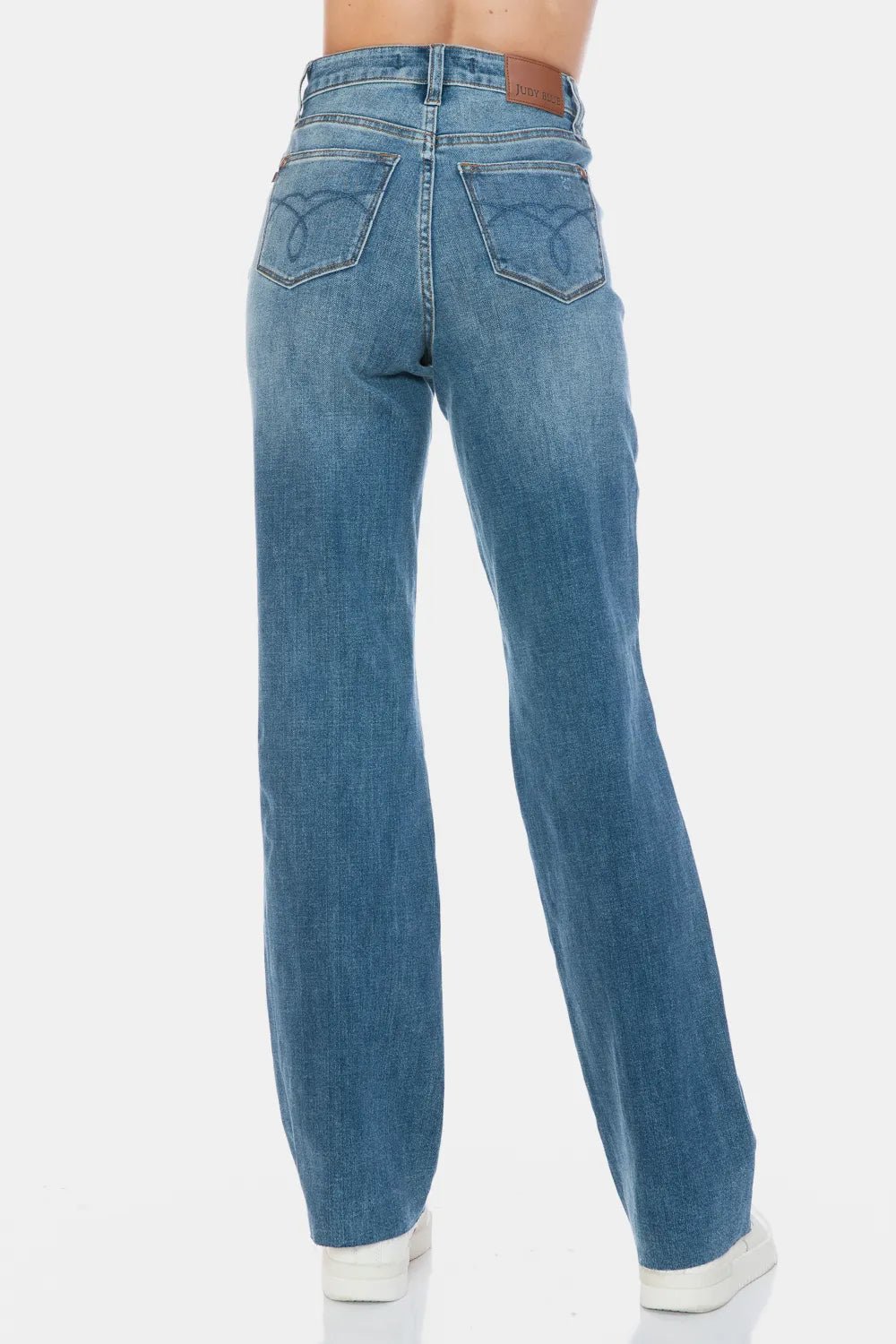 Judy Blue Full Size Tummy Control Cut Raw Hem Straight Jeans - PBNJ FASHIONS