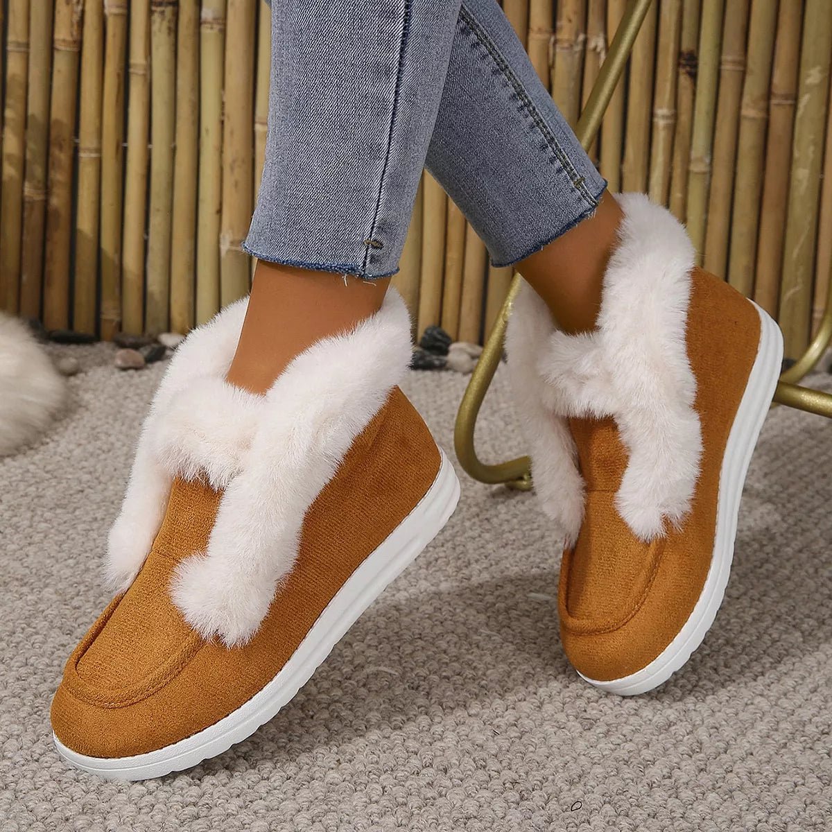 Cozy Fuzzy Trim Ankle Boots - PBNJ FASHIONS