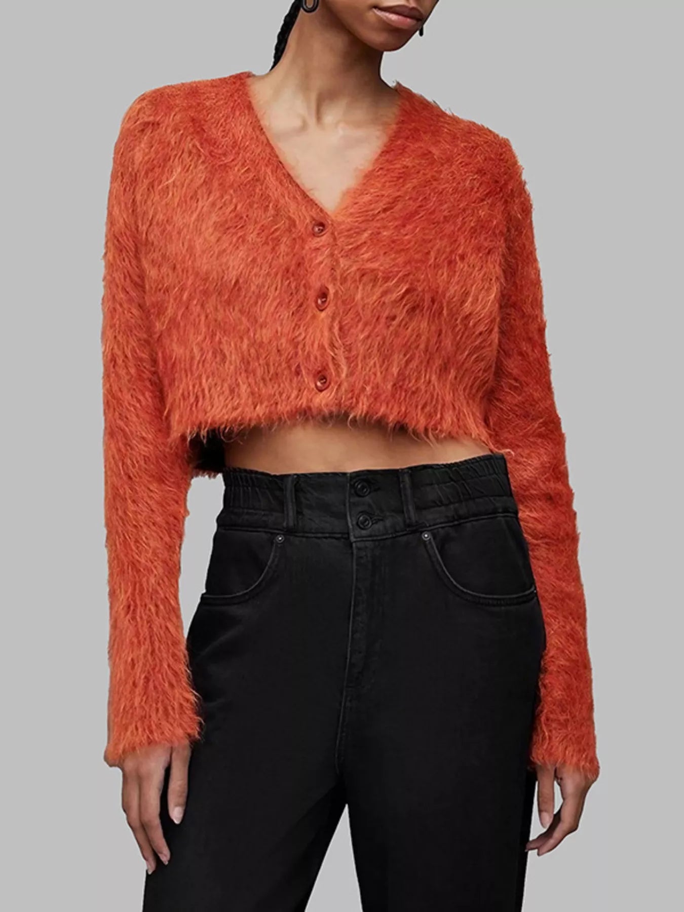 Fluffy Knit Cropped Cardigan - PBNJ FASHIONS