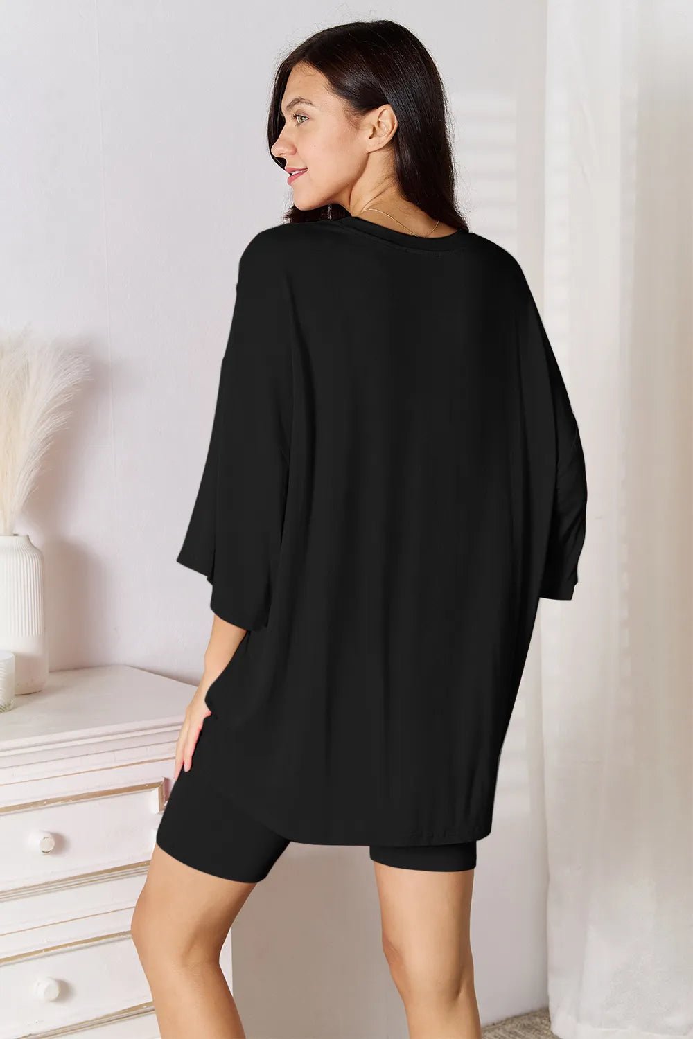 Basic Bae Bamboo Full Size Round Neck Drop Shoulder T-Shirt and Shorts Set - PBNJ FASHIONS