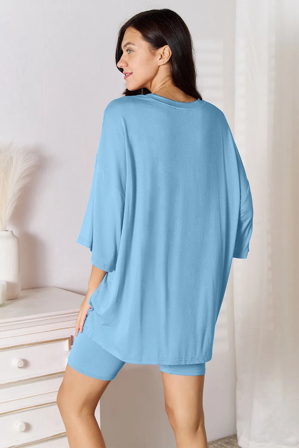 Basic Bae Bamboo Full Size Round Neck Drop Shoulder T-Shirt and Shorts Set - PBNJ FASHIONS