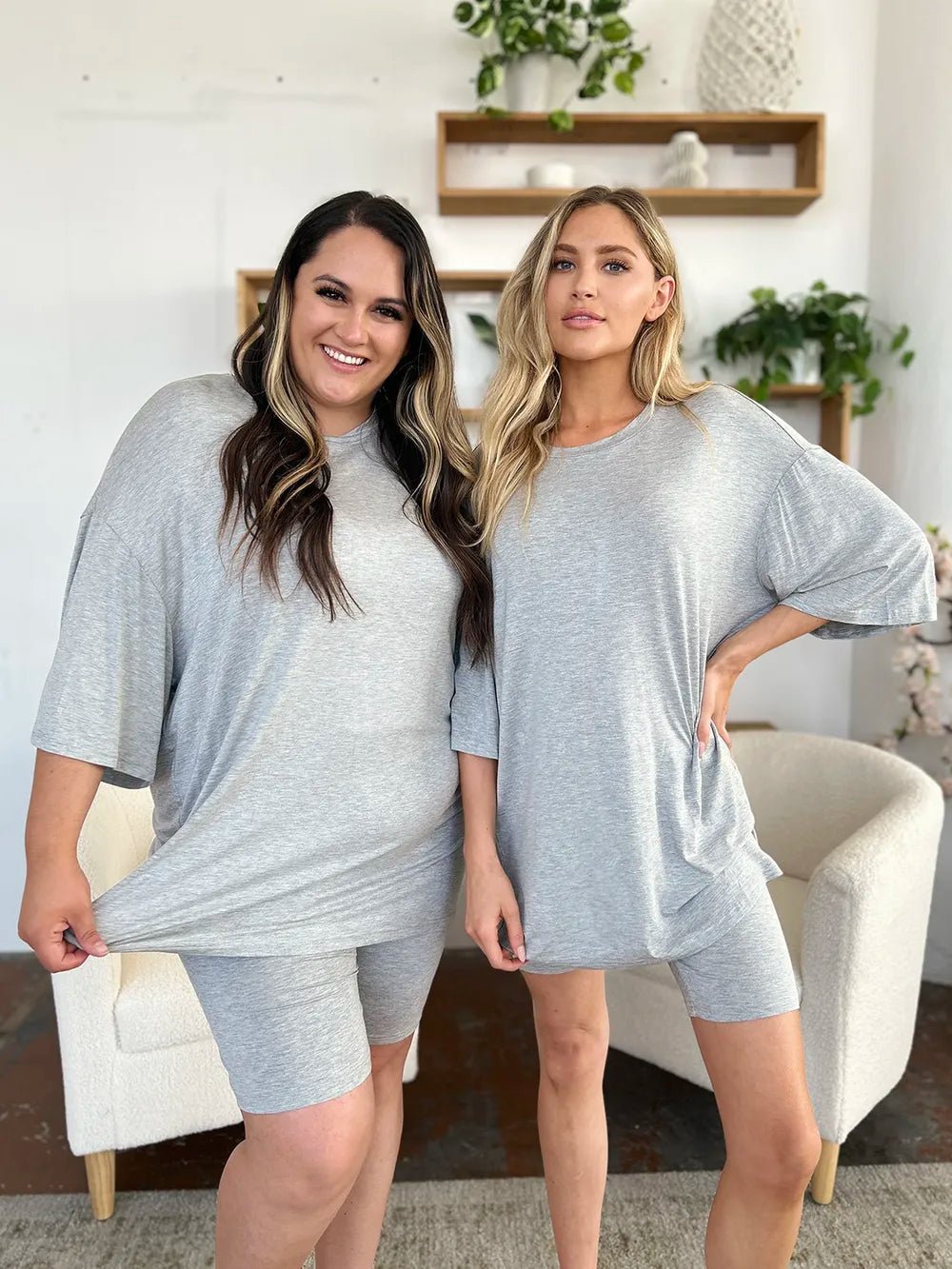 Basic Bae Bamboo Full Size Round Neck Drop Shoulder T-Shirt and Shorts Set - PBNJ FASHIONS
