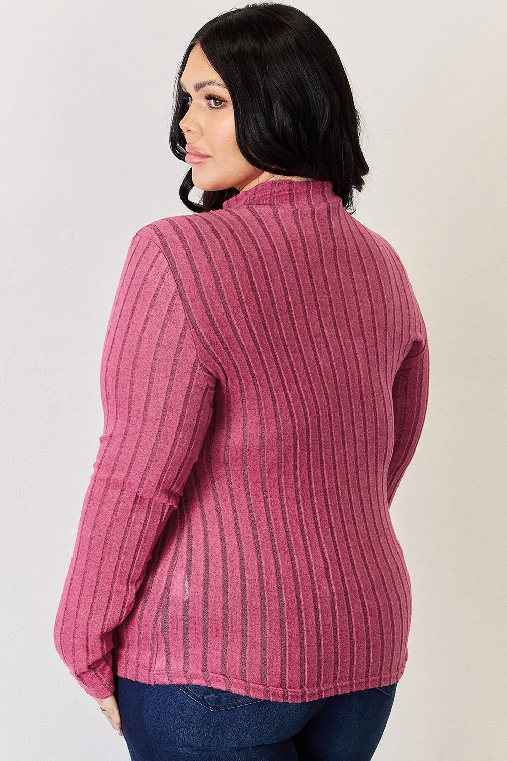 Basic Bae Full Size Ribbed Mock Neck Long Sleeve T-Shirt - PBNJ FASHIONS