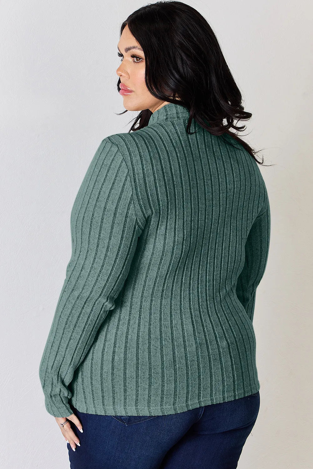 Basic Bae Full Size Ribbed Mock Neck Long Sleeve T-Shirt - PBNJ FASHIONS