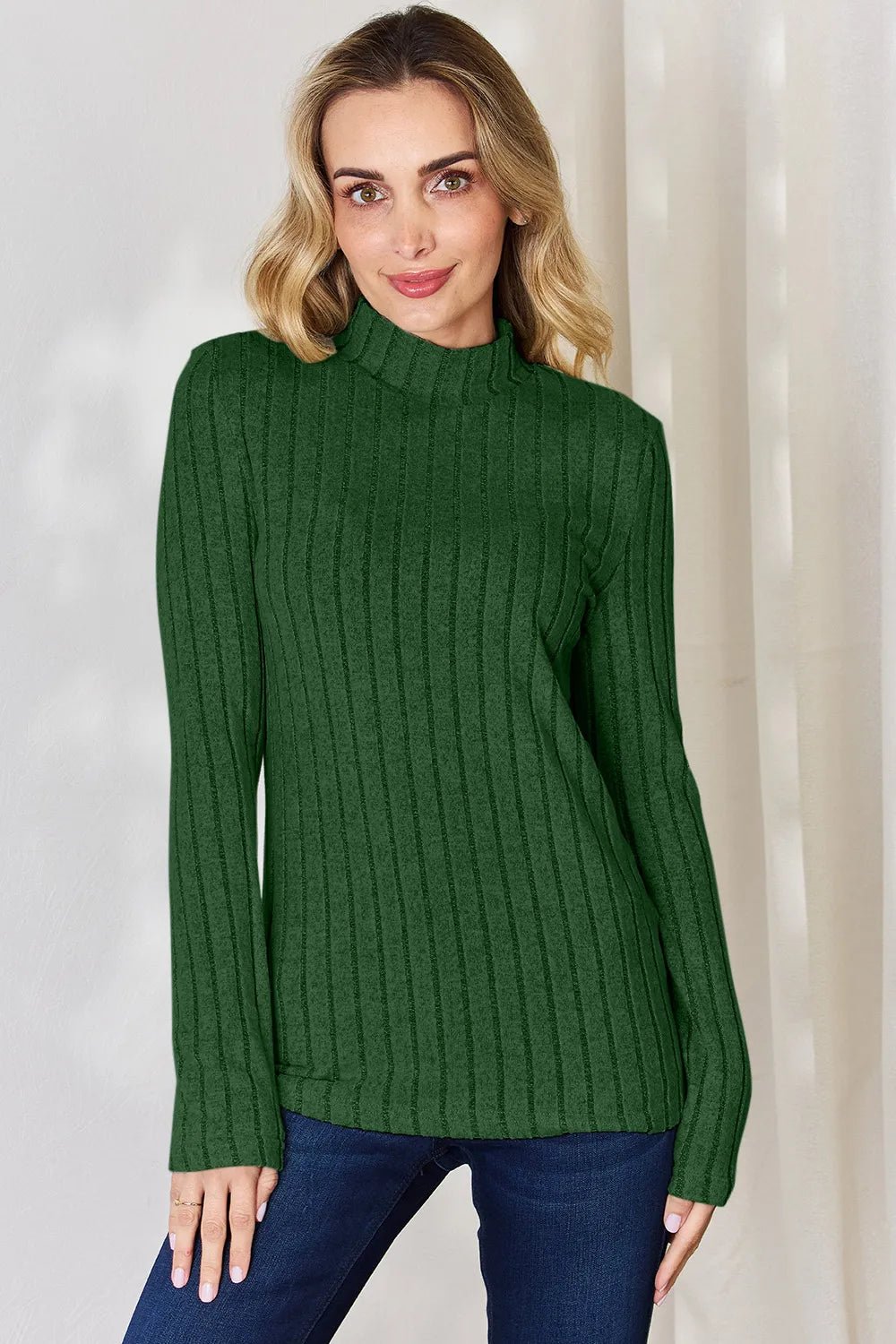 Basic Bae Full Size Ribbed Mock Neck Long Sleeve T-Shirt - PBNJ FASHIONS