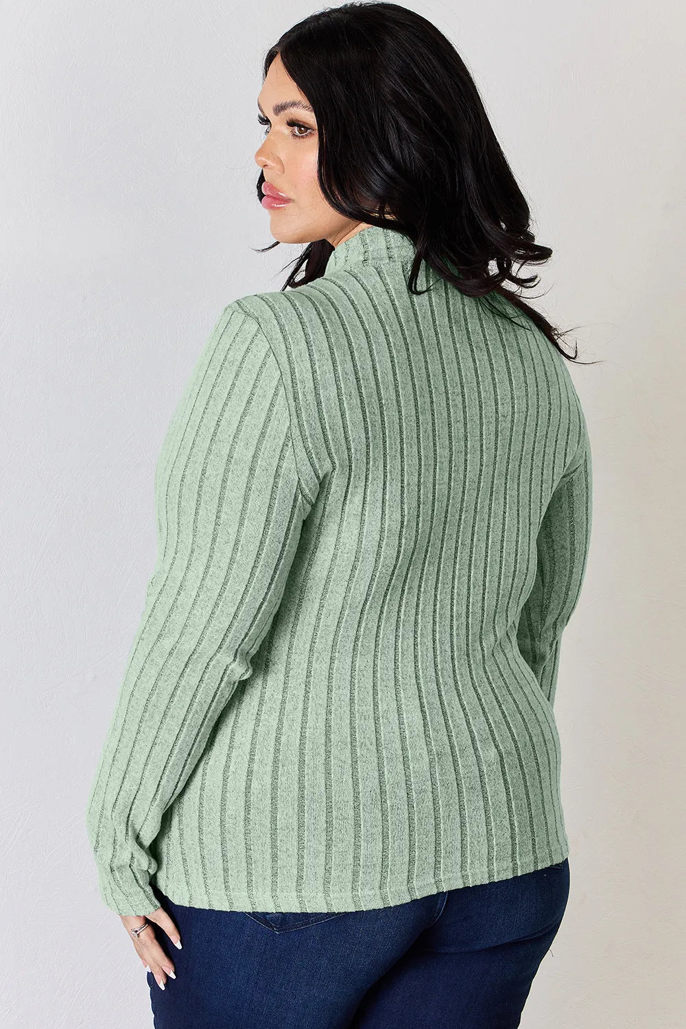 Basic Bae Full Size Ribbed Mock Neck Long Sleeve T-Shirt - PBNJ FASHIONS