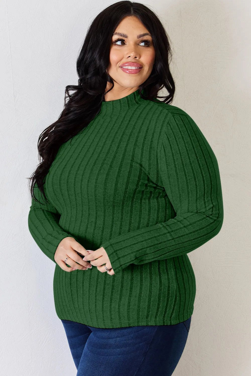 Basic Bae Full Size Ribbed Mock Neck Long Sleeve T-Shirt - PBNJ FASHIONS