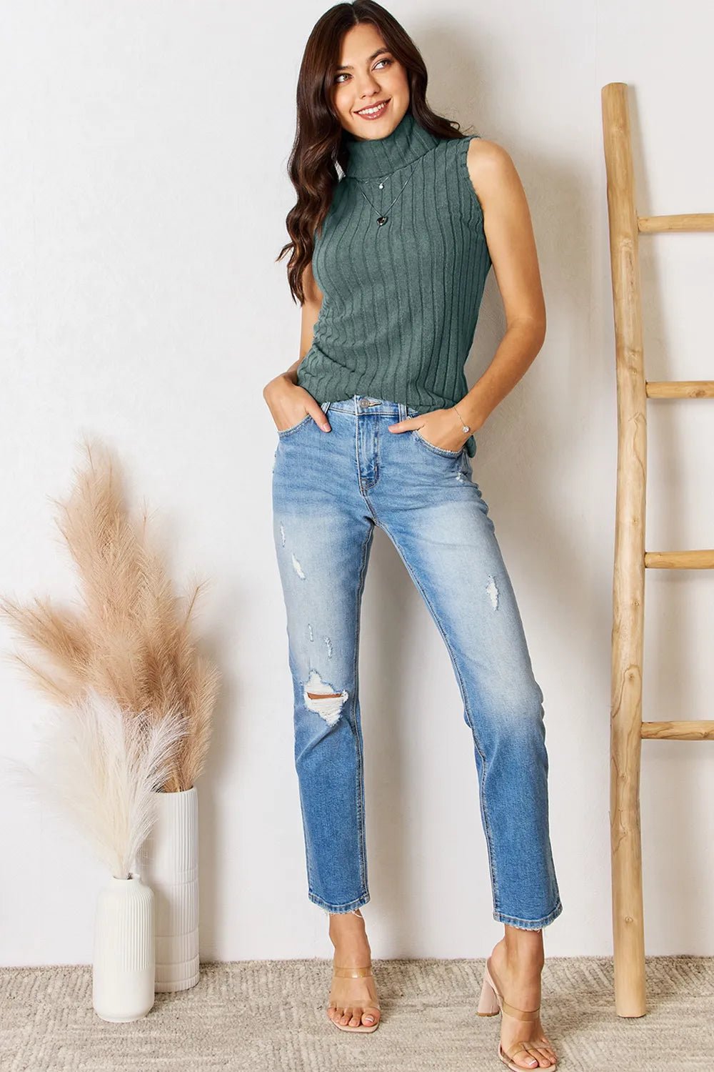 Basic Bae Full Size Ribbed Turtleneck Tank - PBNJ FASHIONS