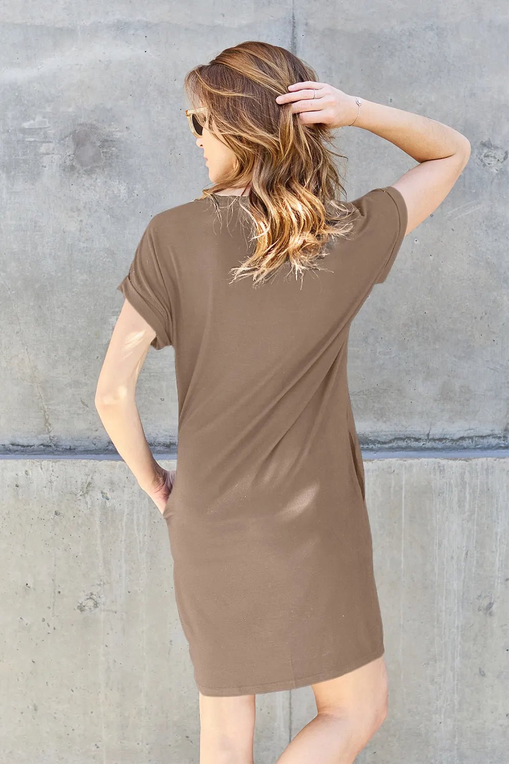 Basic Bae Full Size Round Neck Short Sleeve Dress with Pockets - PBNJ FASHIONS