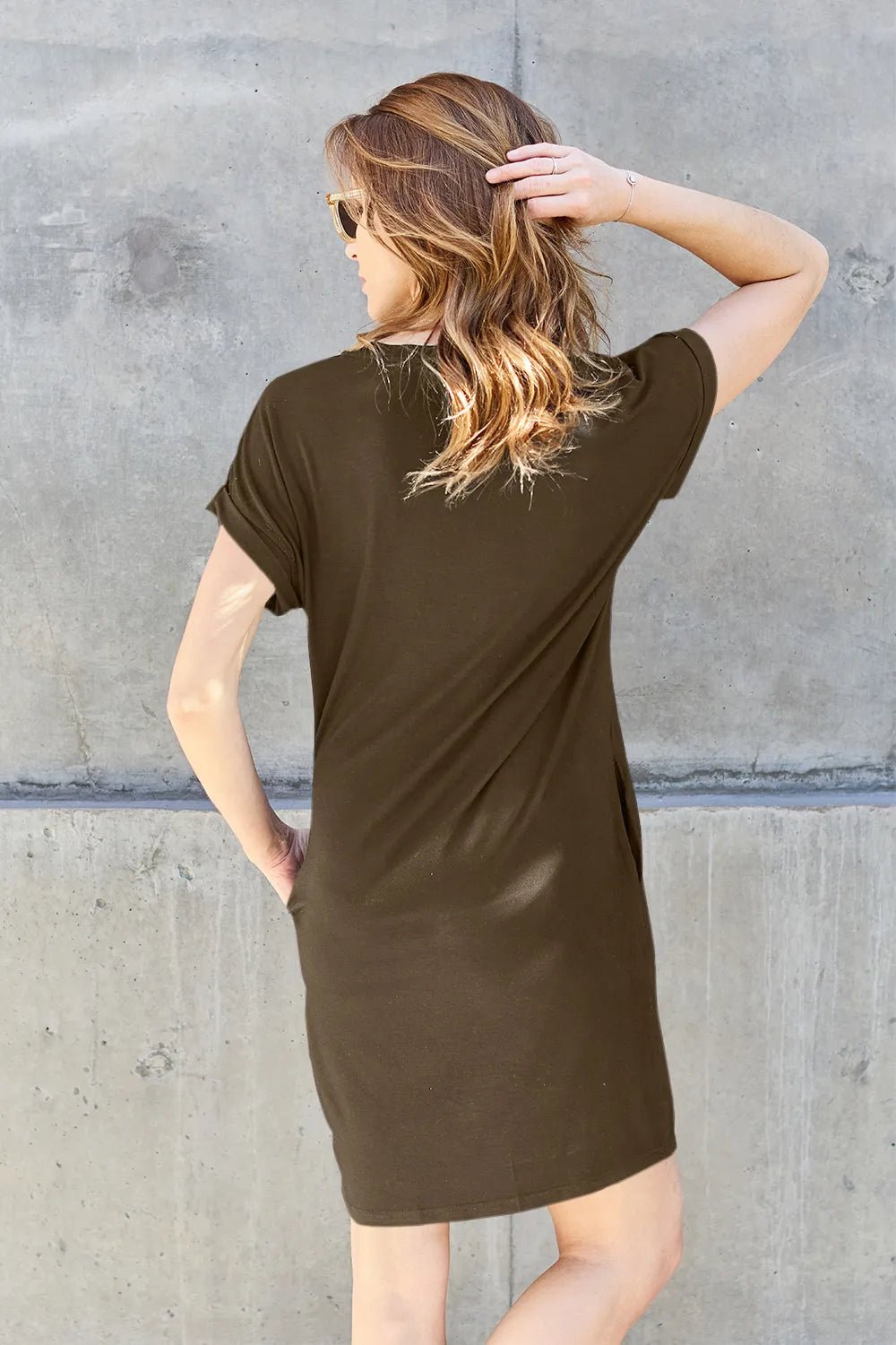 Basic Bae Full Size Round Neck Short Sleeve Dress with Pockets - PBNJ FASHIONS