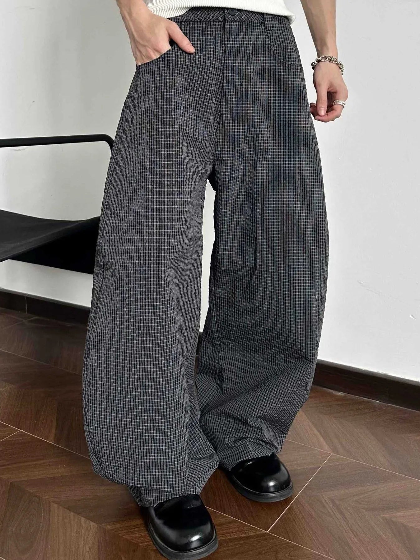 Men's Wide Leg Plaid Pants - PBNJ FASHIONS