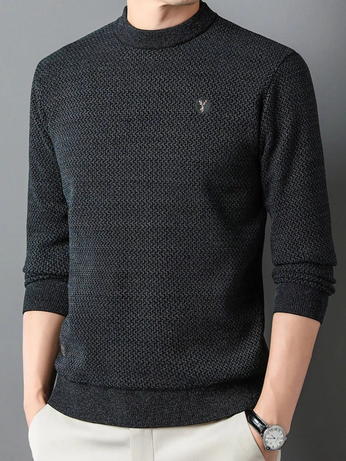 Men's Plus Size Textured Knit Mock Neck Sweater - PBNJ FASHIONS