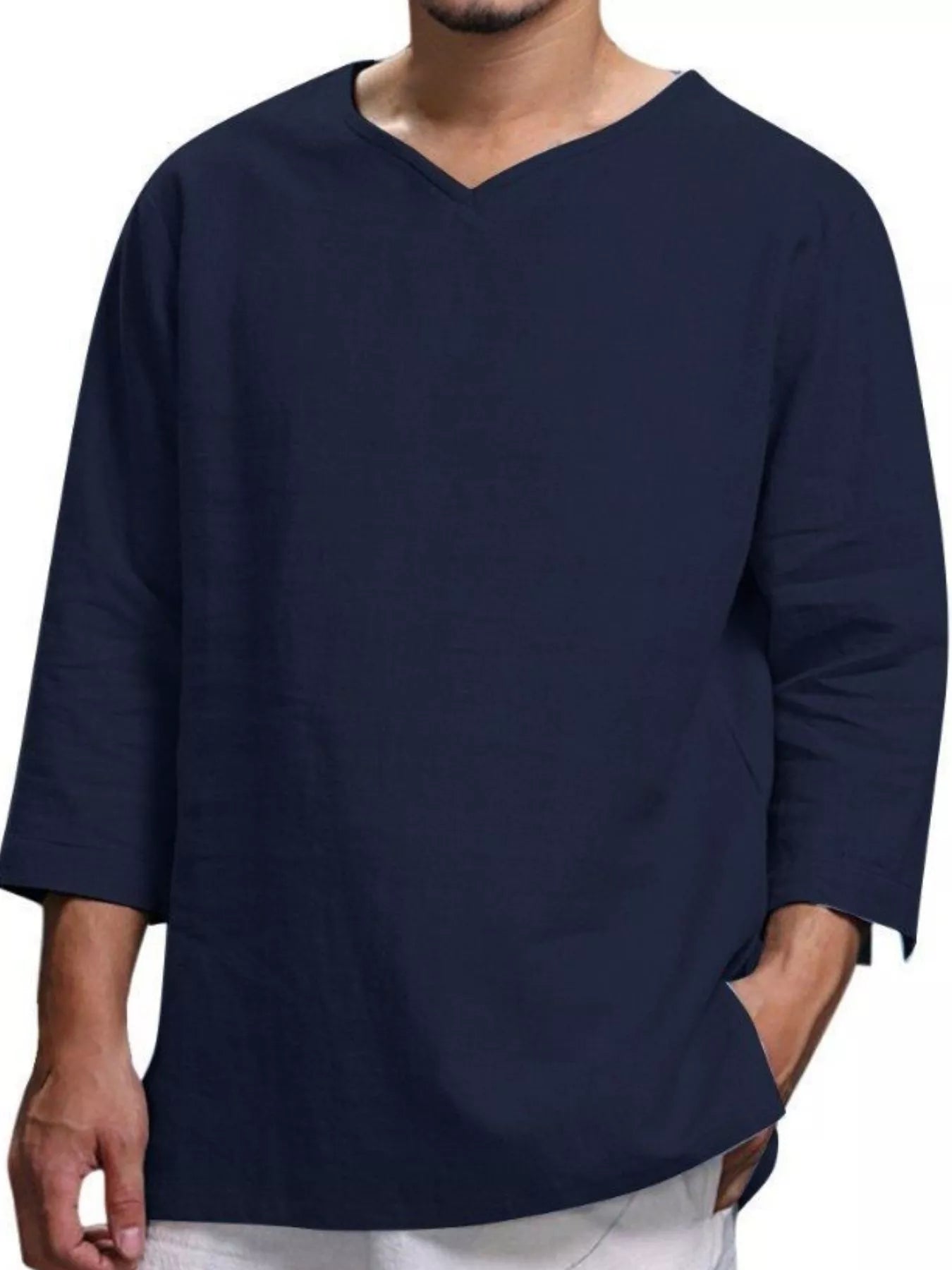 Men's Plus Size Casual Comfortable Fit 3/4 Sleeve Blouse - PBNJ FASHIONS