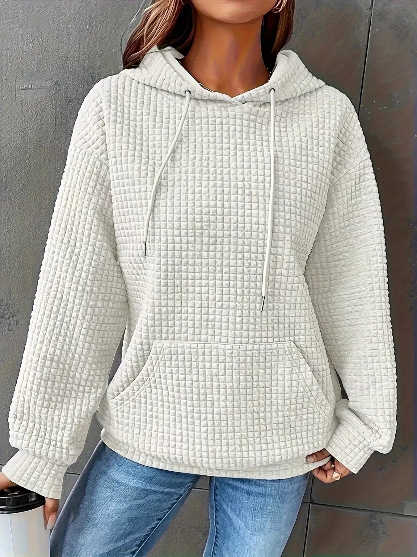 Textured Knit Drawstring Hoodie - PBNJ FASHIONS