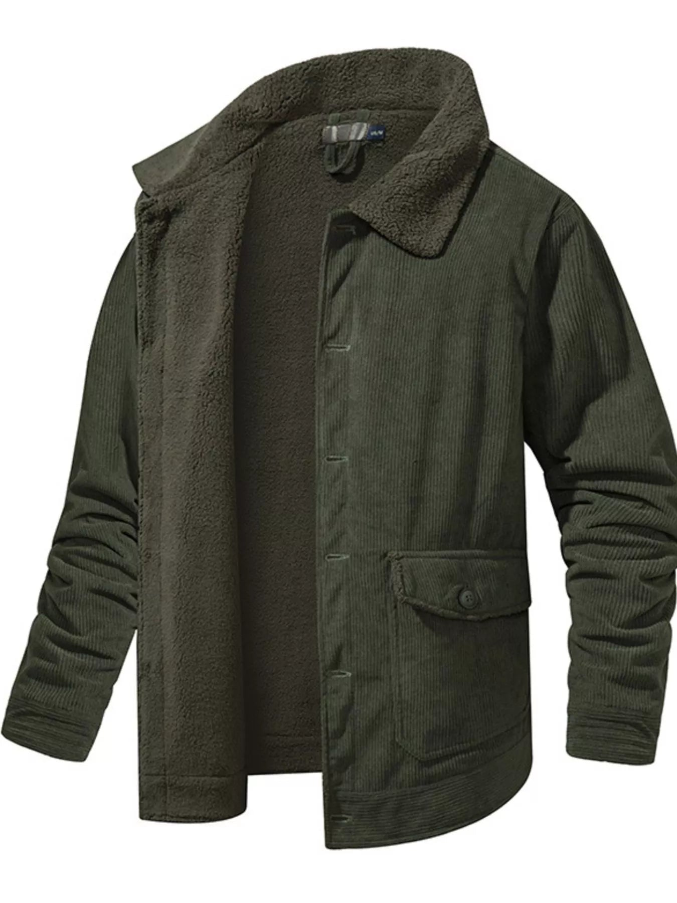 Men's Corduroy Sherpa Lined Button - Up Jacket - PBNJ FASHIONS