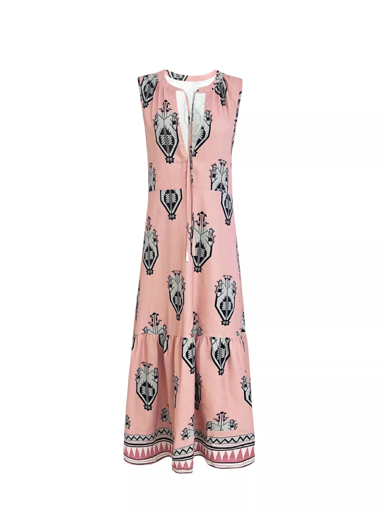 Printed Sleeveless Maxi Dress - PBNJ FASHIONS
