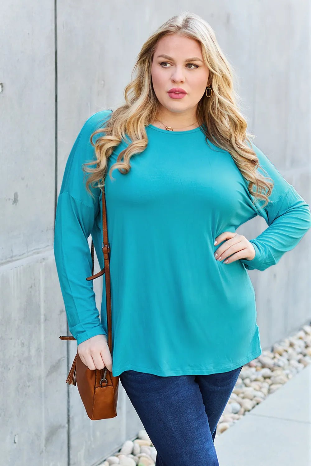 Basic Bae Full Size Round Neck Dropped Shoulder T-Shirt - PBNJ FASHIONS