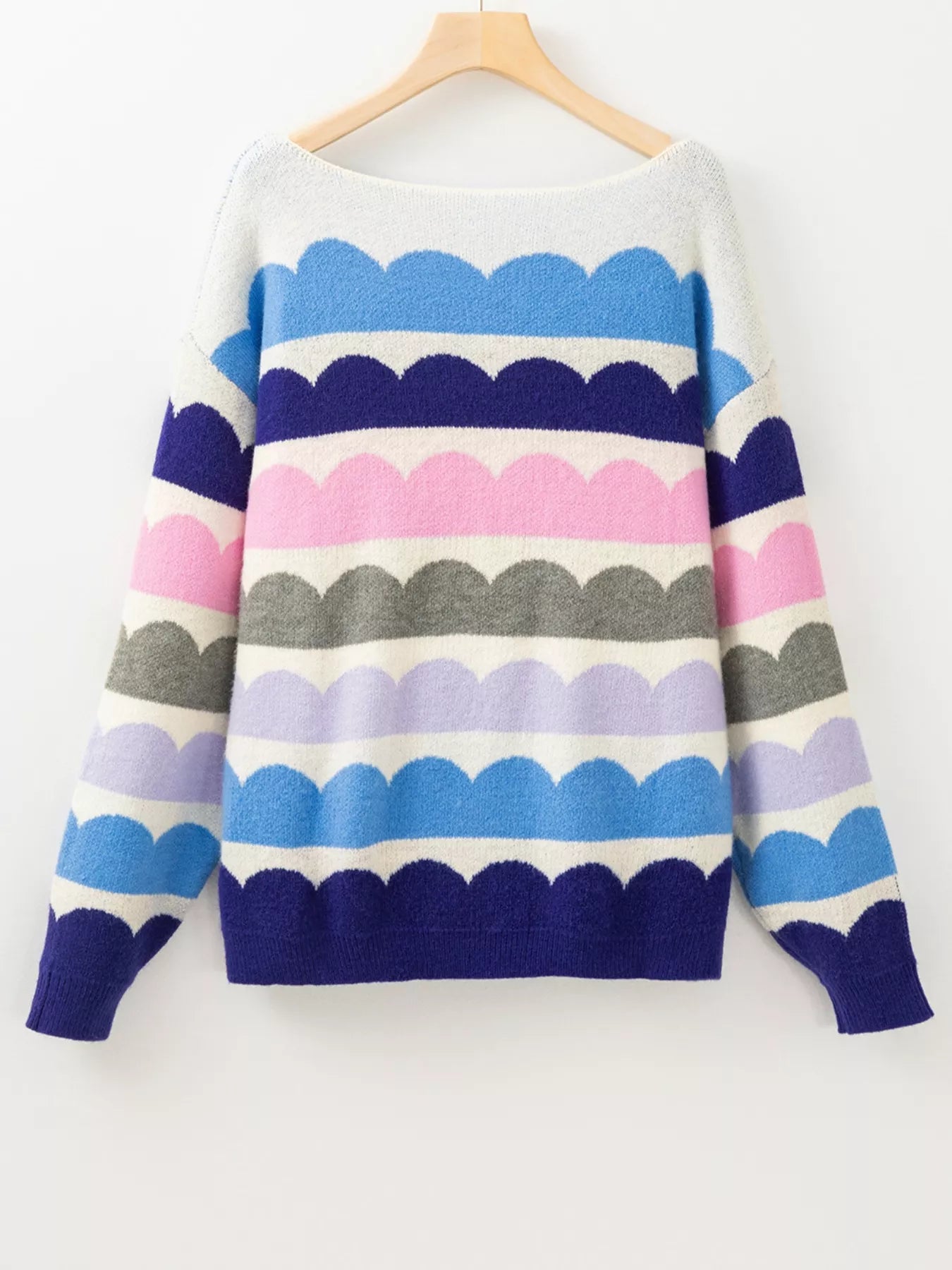Contrast Boat Neck Sweater - PBNJ FASHIONS