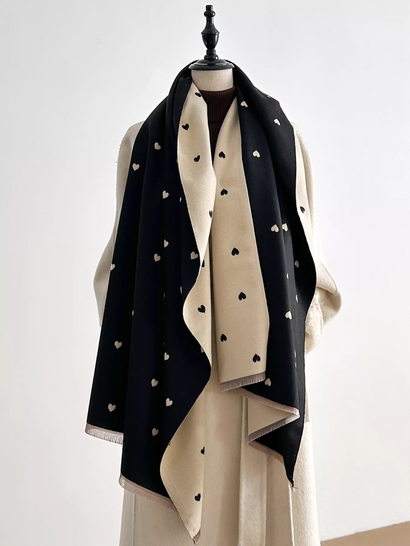 Heart Raw Hem Scarf - PBNJ FASHIONS