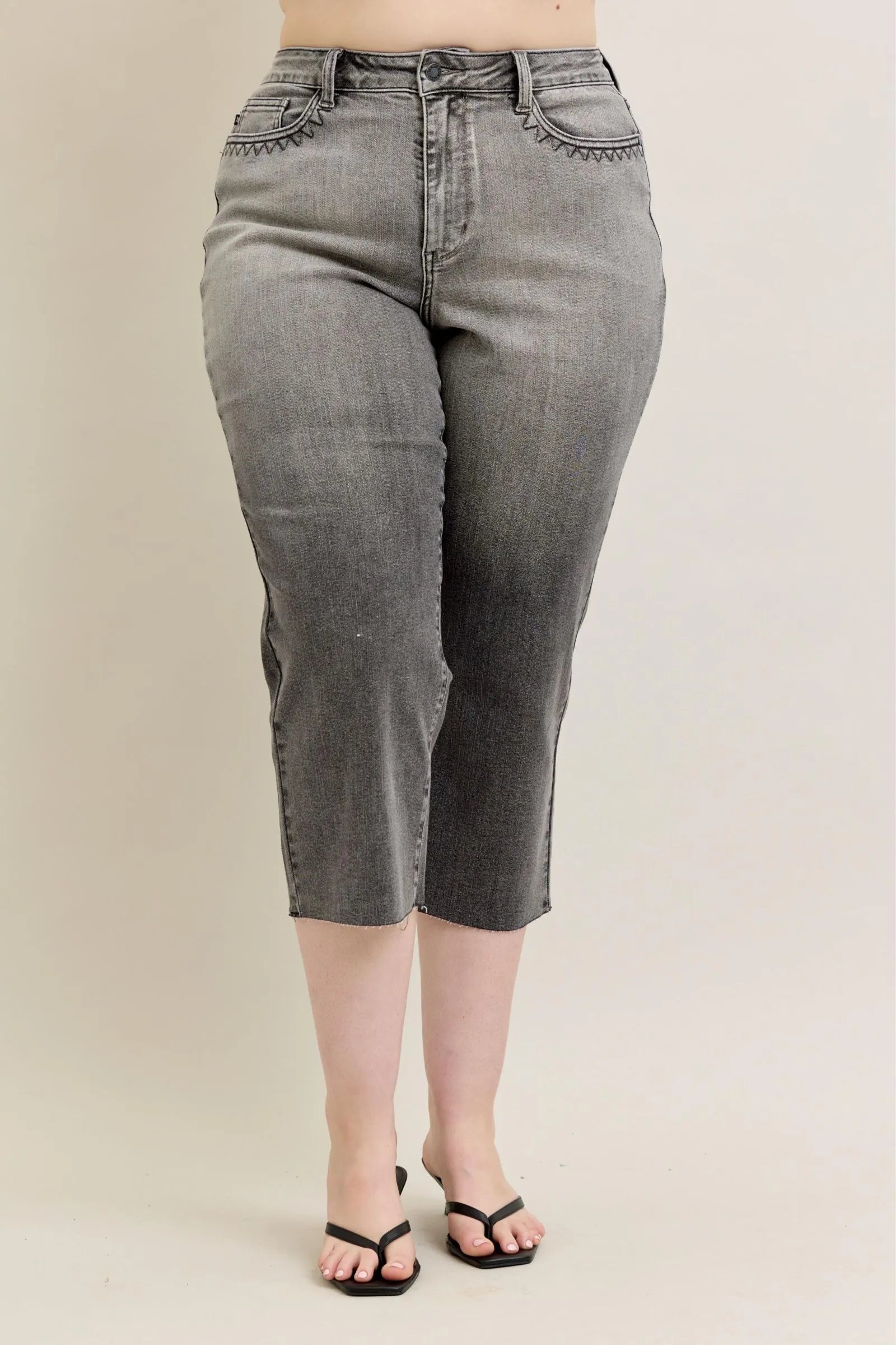 Judy Blue Full Size Wide Leg Capris Jeans Plus Size - PBNJ FASHIONS