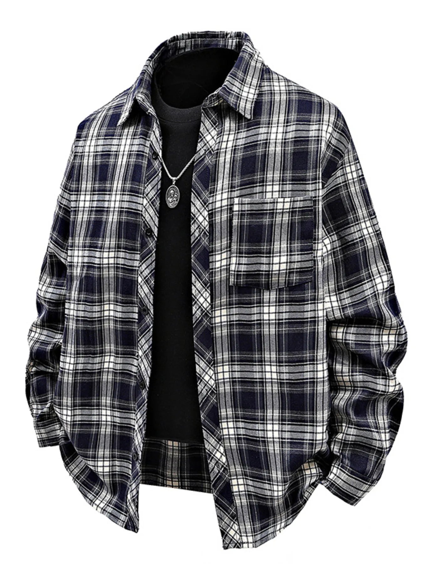 Men's Full Size Plaid Button Up Shirt Plus Size - PBNJ FASHIONS